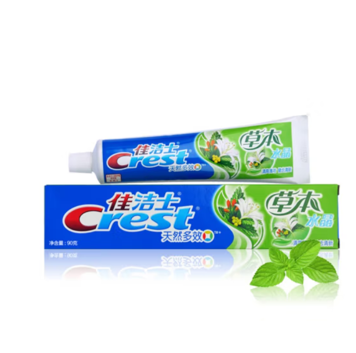 天然多效牙膏 清凉薄荷香型 洁白牙齿 强根固齿 防蛀 草本水晶90g单支装